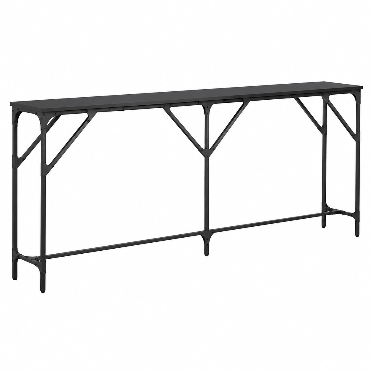 Table, en chêne, coloris noir, 200 x 29 x 75 cm, pour les espaces de vie