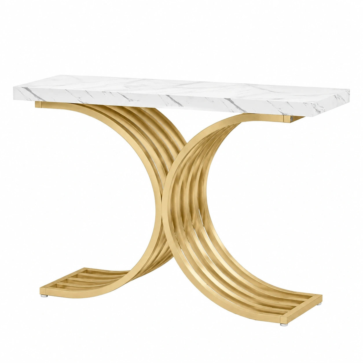 Table basse, en métal, coloris doré, 100 x 30 x 80 cm, pour le salon