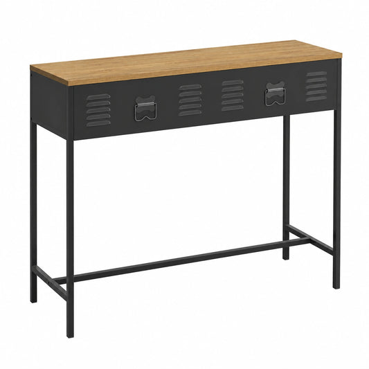 Table console, avec tiroirs, en métal, coloris noir, pour l’entrée ou le salon