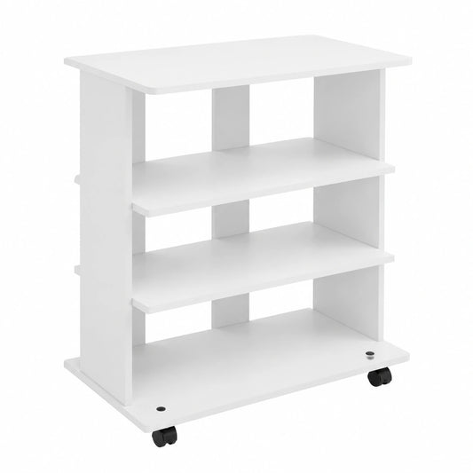 Meuble TV, en panneaux de bois, avec étagères, avec portes, coloris blanc, 60 x 45 x 80,5 cm, pour le salon