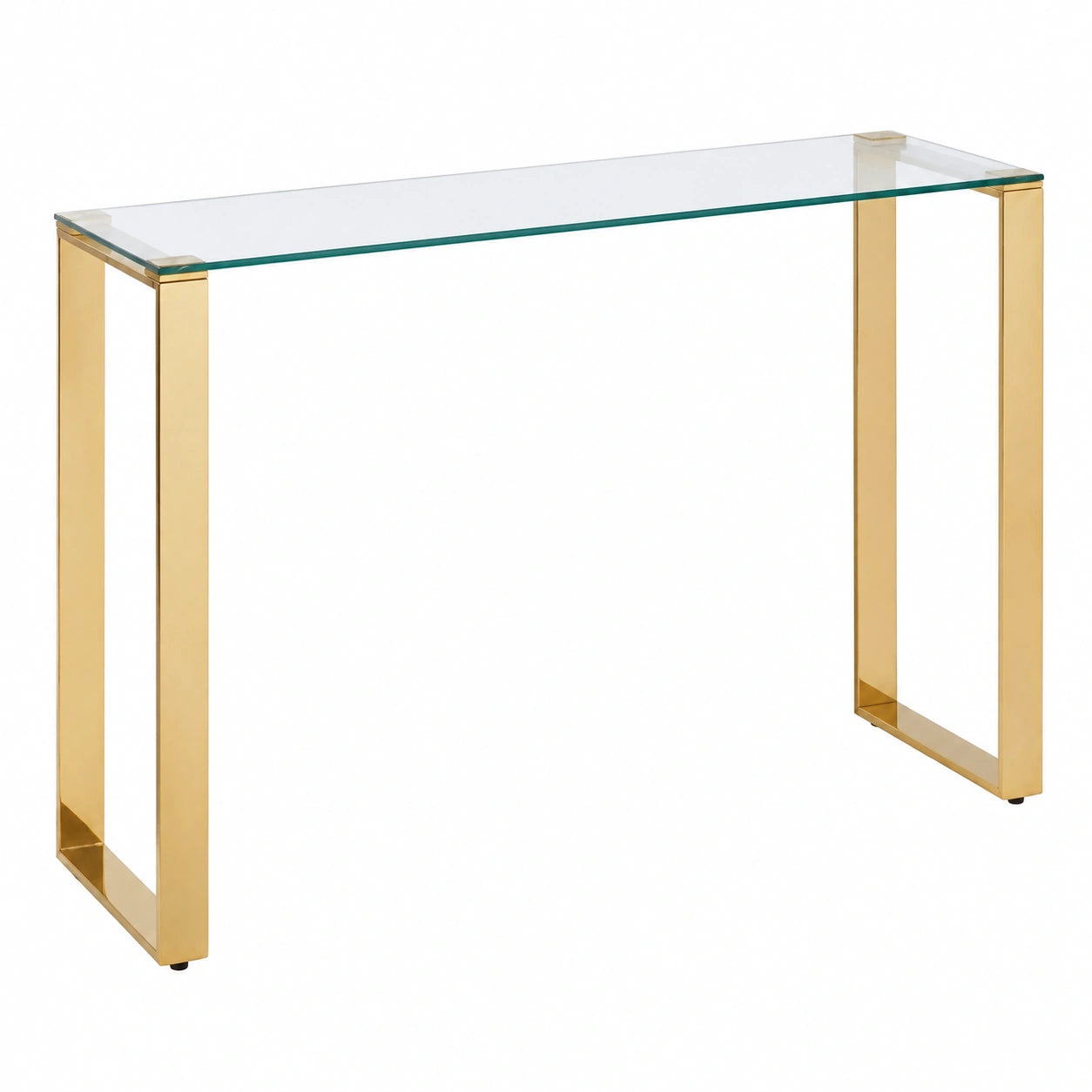 Table console, en acier et verre trempé, coloris doré, 75 x 40 cm, pour l’entrée ou le salon