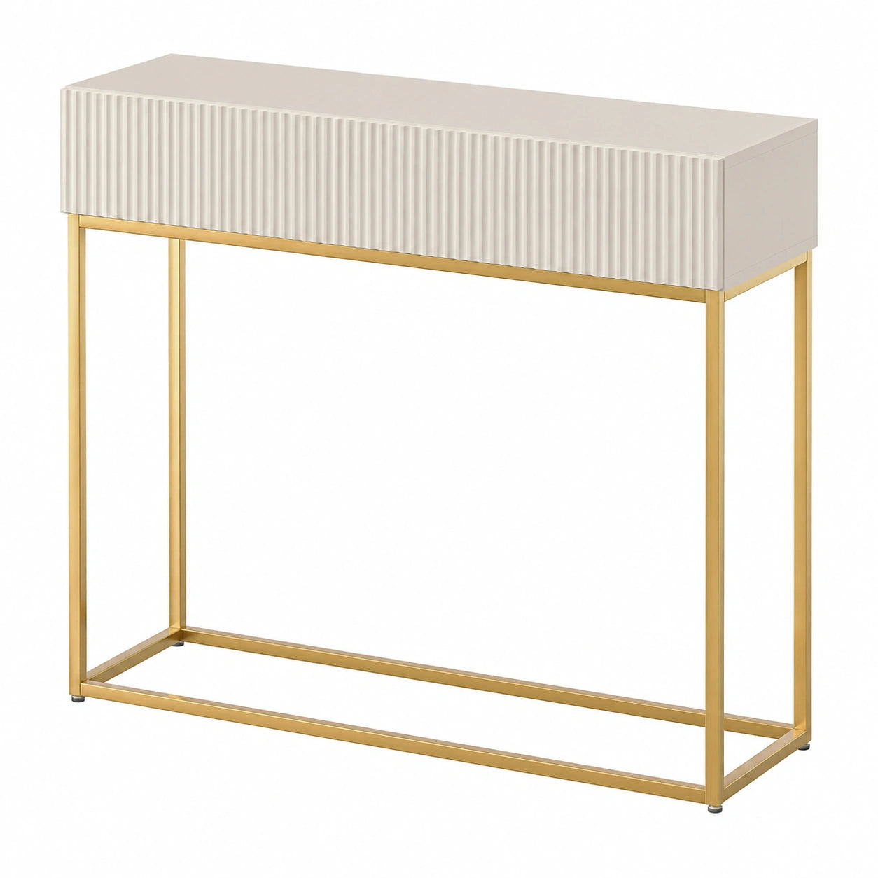 Table console, avec tiroirs, 90 x 79 cm, coloris gris et beige, pour l’entrée ou le salon