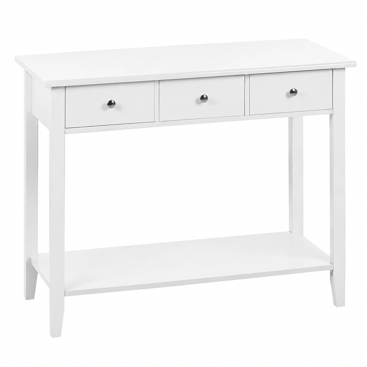 Bureau, en panneaux de bois, avec tiroirs, coloris blanc, pour l’espace de travail