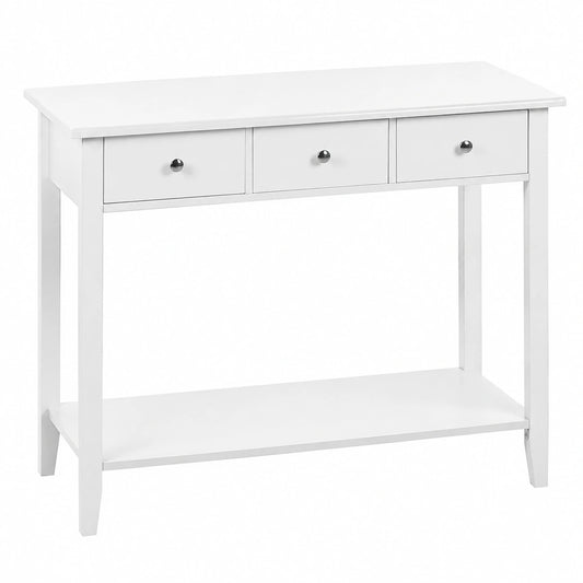 Bureau, en panneaux de bois, avec tiroirs, coloris blanc, pour l’espace de travail