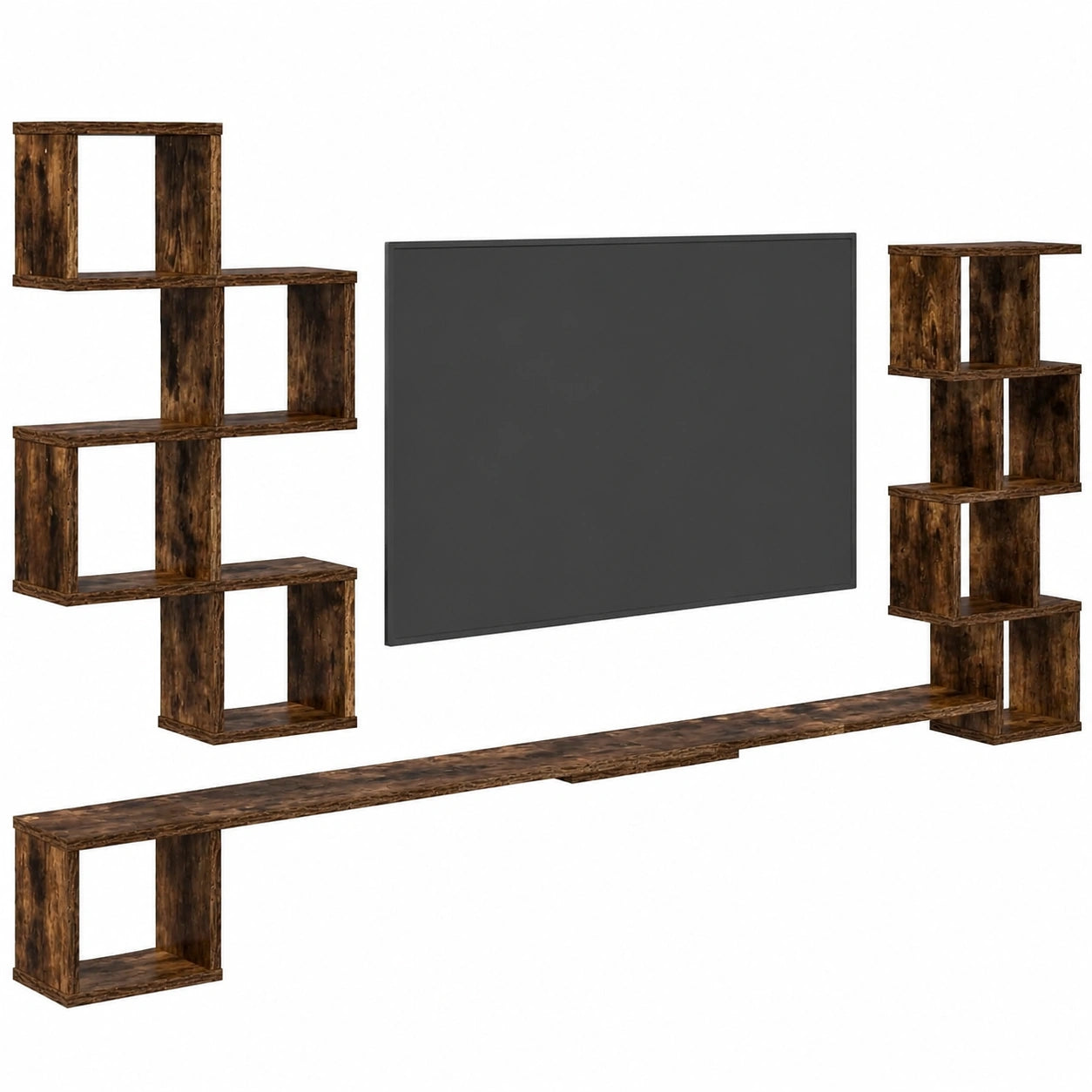 Meuble TV, avec rangement, avec étagères, en chêne, 180 x 15 x 94 cm, pour le salon