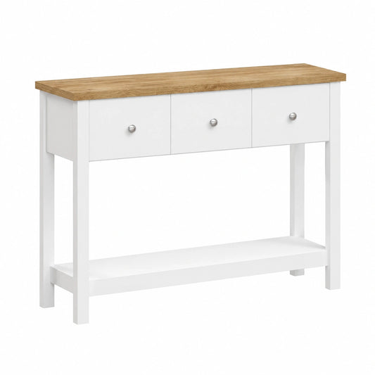 Table, avec tiroirs, avec étagères, coloris blanc, pour les espaces de vie