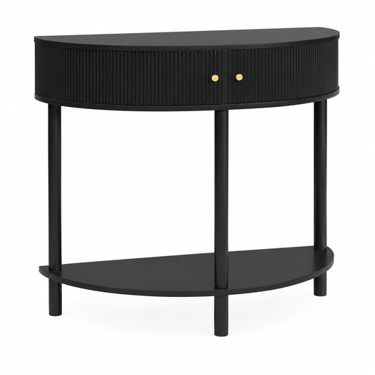 Table, avec rangement, avec tiroirs, avec étagères, coloris noir et doré, pour les espaces de vie